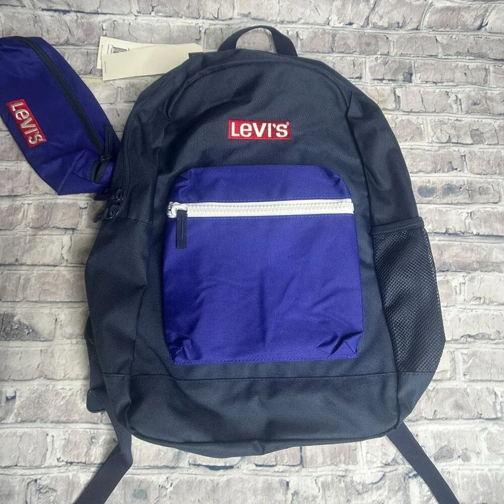 NWT Levi's Girls Box Logo School Backpack Kids ONE SIZE (Navy/Blue)
